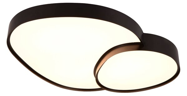 LED stropné svietidlo Rise, čierne, 77 x 63 cm, stmievateľné, Čierna, Obývacia izba / jedáleň, kov, Moderný, Závesné svietidlo