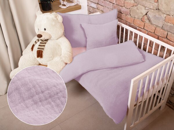Biante Detské mušelínové posteľné obliečky do postieľky Nature MSN-021 Bledo fialové Do postieľky 100x135 a 40x60 cm
