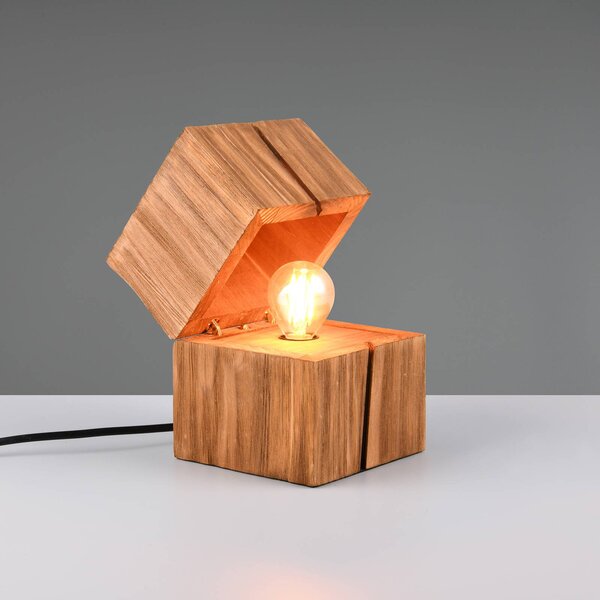 Stolová lampa Treasure, prírodný povrch, drevo, výklopná, Svetlé drevo, Obývacia izba / jedáleň, Drevo