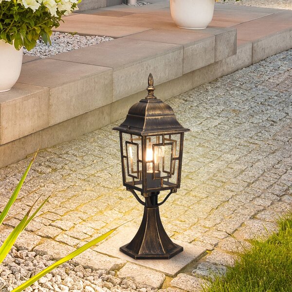 Trio Lighting Svetelný podstavec Volturno, hrdzavá farba, výška 47 cm, hliník, Hnedá / hrdzavá, Hliník, Starožitný, Vonkajčie stĺpové osvetlenie