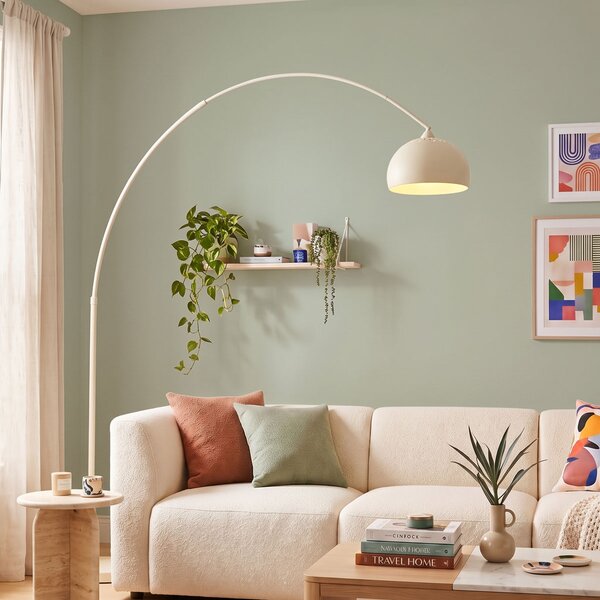 Moderná oblúková lampa béžová s mramorovým podstavcom - XXL