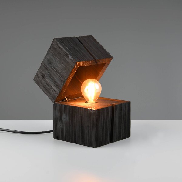 Stolová lampa Treasure, čierna, drevo, výklopná, Čierna, Obývacia izba / jedáleň, Drevo