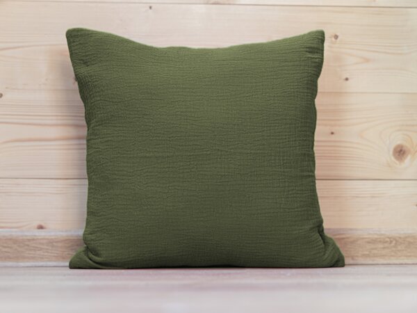 Biante Mušelínová obliečka na vankúš MSN-022 Tmavá olivovo zelená 50 x 70 cm