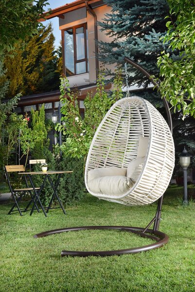 Záhradná hojdacia stolička Finnikin (krémová). Vlastná spoľahlivá doprava až k Vám domov. 1082956