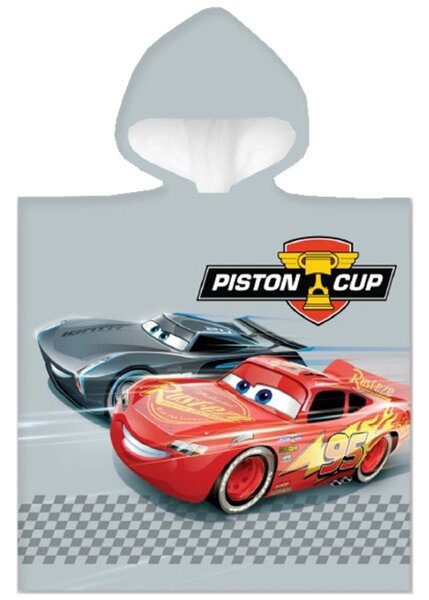 Detské / chlapčenské plážové pončo - osuška s kapucňou Autá - Cars - motív Piston Cup - 100% bavlna - 50 x 110 cm