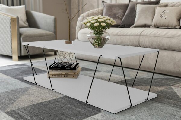 Hanah Home - Moderný konferenčný stolík CANAZ 120 cm, MDF, biely, čierny