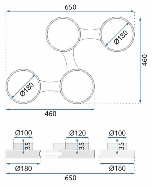 TooLight Stropné svietidlo APP527-4C čierne