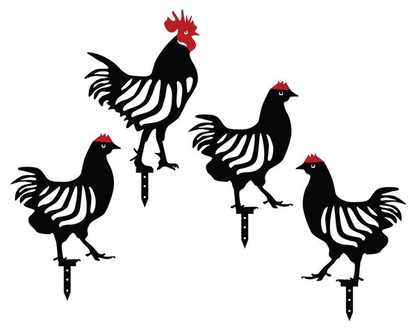 ASIR Dekoratívne záhradné doplnky CHICKEN FAMILY4 čierne