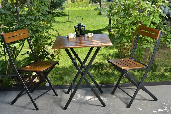 Súprava záhradného stola a stoličiek (3 kusy) Bonita (orech + čierna). Vlastná spoľahlivá doprava až k Vám domov. 1083038
