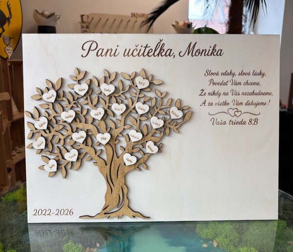 Drevený strom života pre pani učiteľku