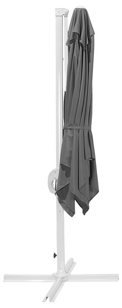 Záhradný konzolový slnečník tmavosivá clona biela oceľová tyč 235 cm odolný voči poveternostným vplyvom exteriér