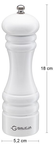 Mlynček na soľ a korenie Pedro 18 cm - biela