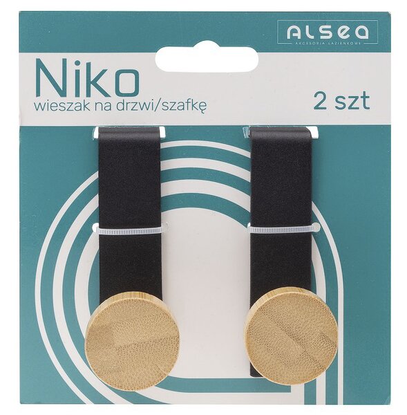 Vešiak na dvere (2 ks) Niko - čierna / bambus