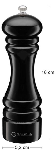 Mlynček na soľ a korenie Pedro 18 cm - čierna