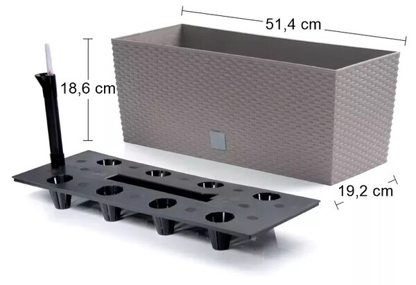 Samozavlažovací plastový kvetináč DRTC500 50 cm - mocca