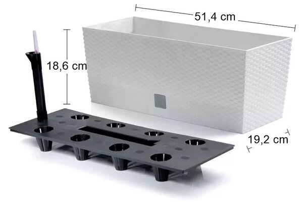 Samozavlažovací plastový kvetináč DRTC500 50 cm - biela