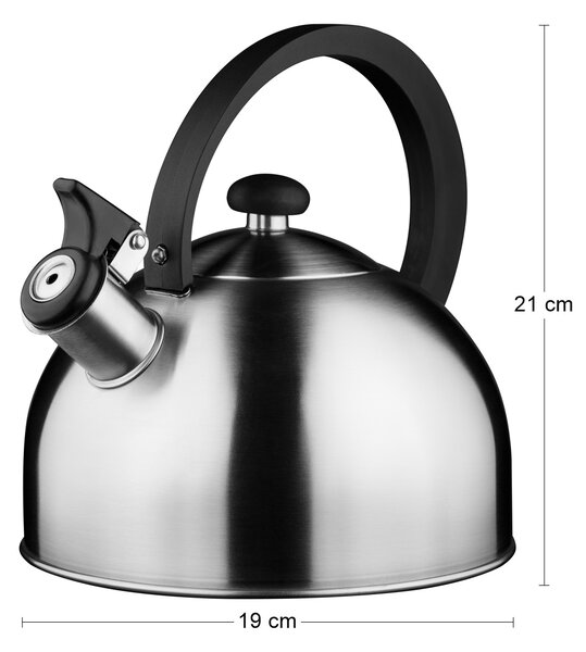 Nerezový čajník s píšťalkou Elif 2,5 l - nerezová / čierna