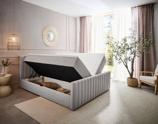 AMERICKÁ POSTEĽ, 140/200 cm, svetlosivá Boxxx - Online Only spálne, Online Only