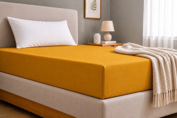 Jersey prestieradlo EVA 180x200 cm HORČICOVÉ