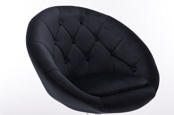 LuxuryForm DESIGN Kreslo VERA VELUR na striebornej podstave s kolieskami - čierne