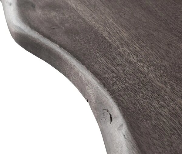 DELIFE Jedálenský stôl Edge 200x100 XL akácia platinová pavúk plochá oceľ čierna Live-Edge