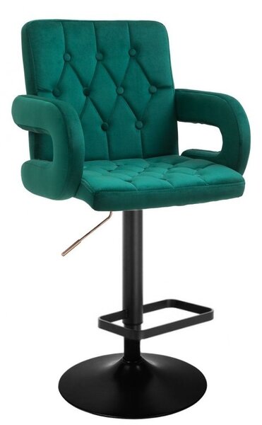 LuxuryForm DESIGN Barová stolička BOSTON VELUR na čiernom tanieri - zelená