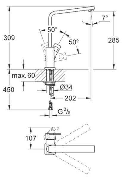 GROHE Eurocube - Páková drezová batéria, chróm 31255000