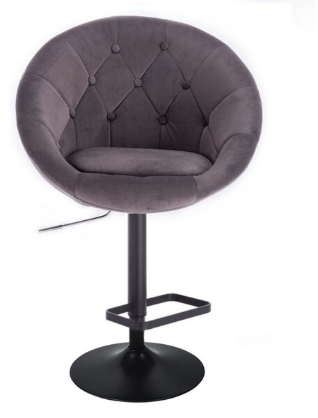 LuxuryForm DESIGN Barová stolička VERA VELUR na čiernom tanieri - tmavo šedá