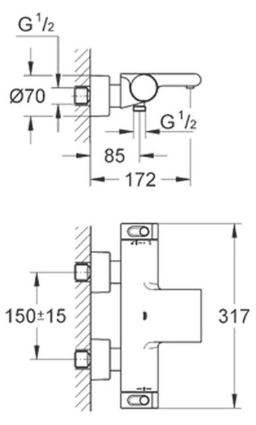 GROHE Grohtherm 2000 New - Termostatická vaňová batéria, chróm 34174001