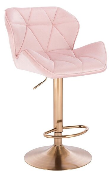 Barová stolička MILANO VELUR na zlatom tanieri - svetlo ružová
