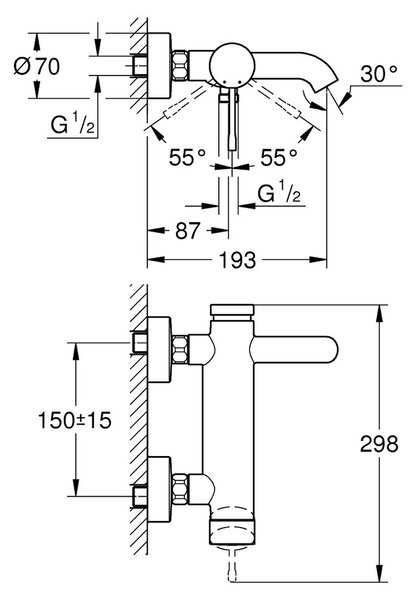 GROHE Essence - Páková vaňová batéria, kartáčovaný Warm Sunset 33624DL1