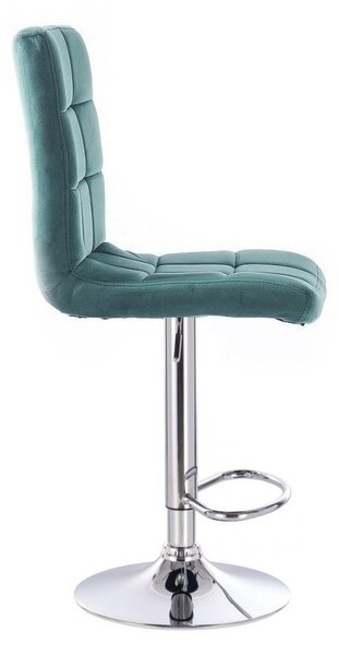 LuxuryForm DESIGN Barová stolička TOLEDO VELUR na striebornom tanieri - zelená