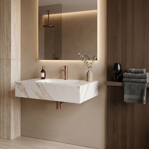 Nástenné umývadlo REA Aresa Grey Gold 70