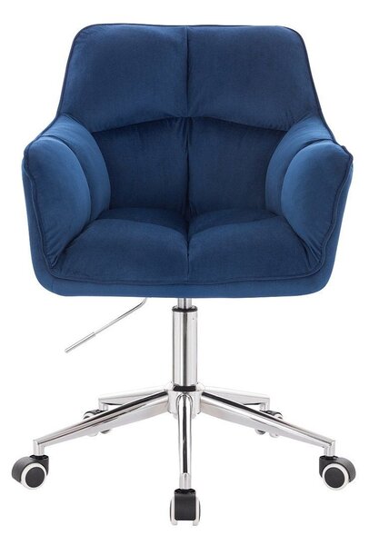 LuxuryForm DESIGN Kreslo AMALFI VELUR na striebornej podstave s kolieskami - modré