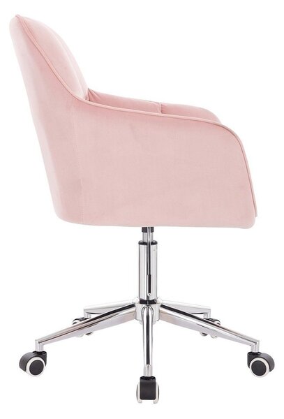 LuxuryForm DESIGN Kreslo AMALFI VELUR na striebornej podstave s kolieskami - ružové