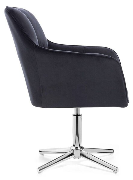 LuxuryForm DESIGN Kreslo AMALFI VELUR na striebornom kríži - čierne