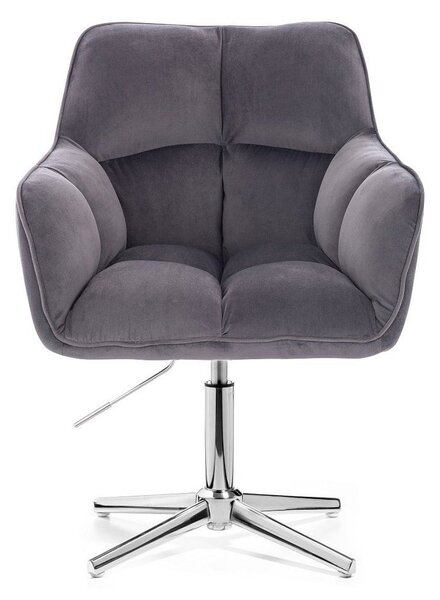 LuxuryForm DESIGN Kreslo AMALFI VELUR na striebornom kríži - tmavo šedé