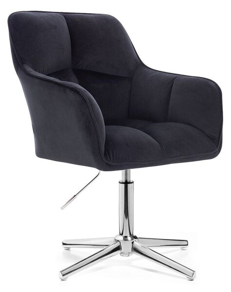 LuxuryForm DESIGN Kreslo AMALFI VELUR na striebornom kríži - čierne