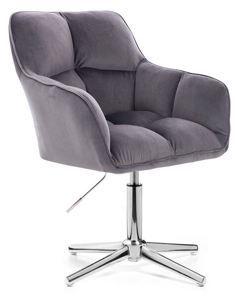 LuxuryForm DESIGN Kreslo AMALFI VELUR na striebornom kríži - tmavo šedé