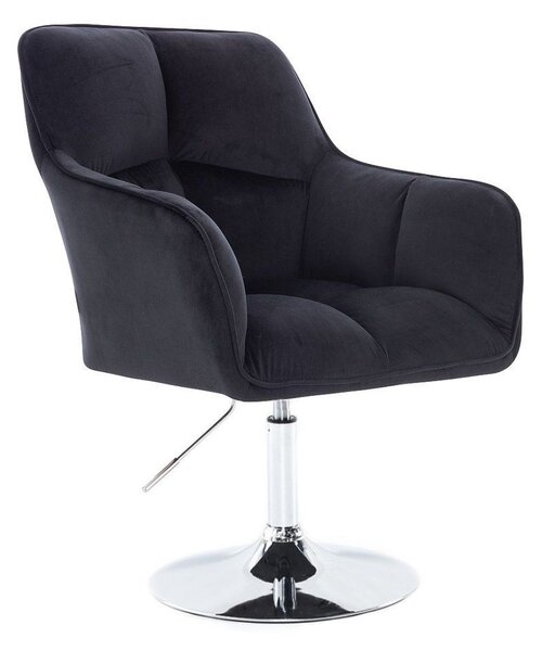 LuxuryForm DESIGN Kreslo AMALFI VELUR na striebornom tanieri - čierne