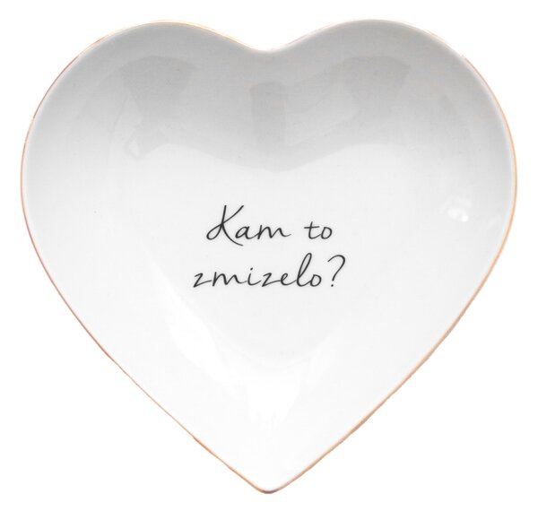 Porcelánový tanierik v tvare srdca Kam to zmizelo? 16 cm - CZ