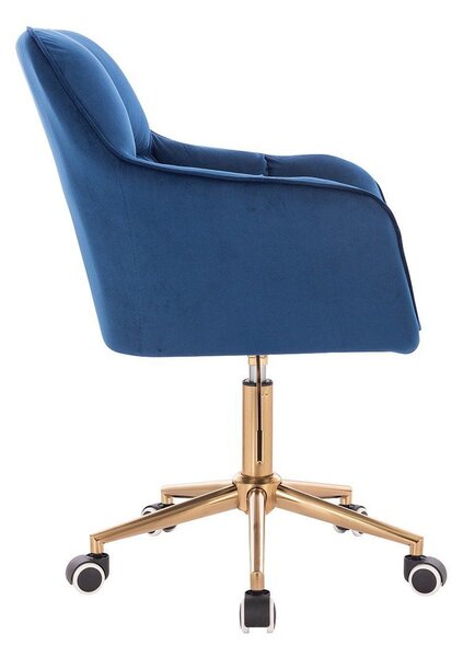 LuxuryForm DESIGN Kreslo AMALFI VELUR na zlatej podstave s kolieskami - modré