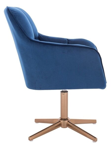 LuxuryForm DESIGN Kreslo AMALFI VELUR na zlatom kríži - modré