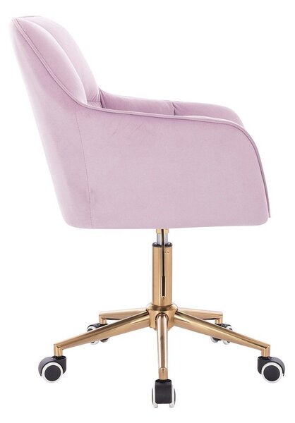 LuxuryForm DESIGN Kreslo AMALFI VELUR na zlatej podstave s kolieskami - levanduľa