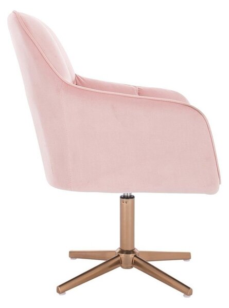 LuxuryForm DESIGN Kreslo AMALFI VELUR na zlatom kríži - ružové