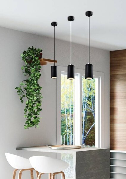 Čierny závesný luster Tubo 10cm pre žiarovku GU10 – LED lustre a svietidlá > Kolekcie svietidiel > Kolekcia svietidiel TUBO