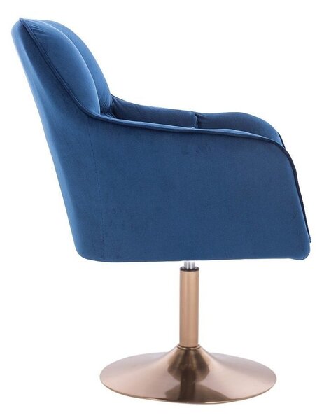 LuxuryForm DESIGN Kreslo AMALFI VELUR na zlatom tanieri - modré