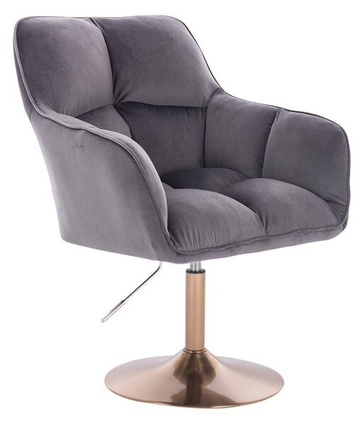 LuxuryForm DESIGN Kreslo AMALFI VELUR na zlatom tanieri - tmavo šedé