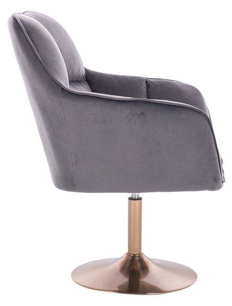 LuxuryForm DESIGN Kreslo AMALFI VELUR na zlatom tanieri - tmavo šedé