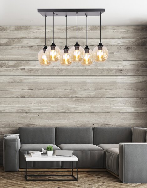 Čierno-hnedý závesný luster Aspa pre žiarovku 6x E27 – LED lustre a svietidlá > Kolekcie svietidiel > Kolekcia svietidiel ASPA